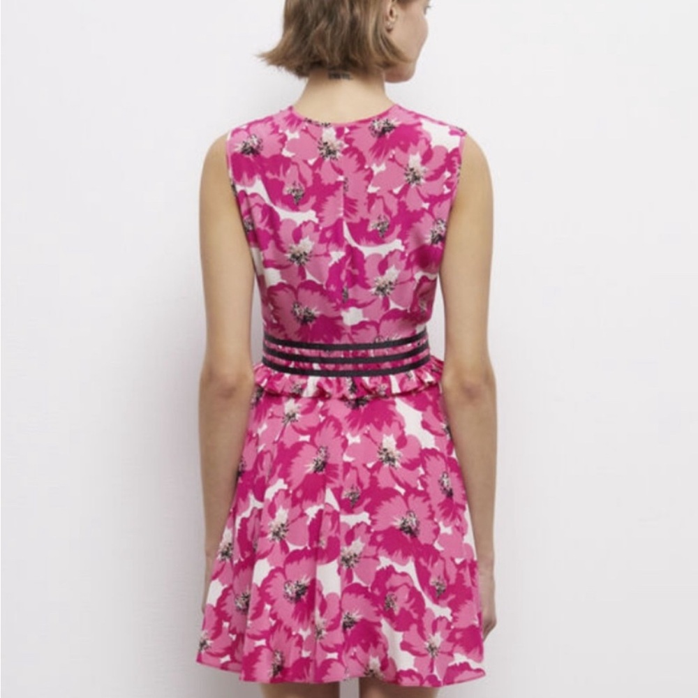 Pink Flower Printed Short Silk Dress from The Kooples - Picture 3 of 10